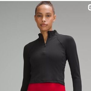 Lulu Ribbed Quarter Zip Black 8